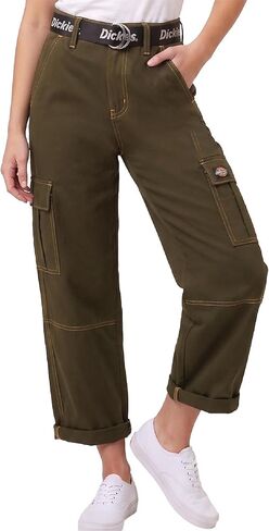 Dickies Womens Cargo Pants - High Waisted Cropped Straight Leg Relaxed Fit Stretchy Twill Casual Utility Work Pants for Women in Saudi Arabia