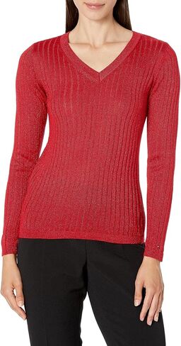 Tommy Hilfiger Women's Lightweight Vneck Metallic Sweater in Saudi Arabia