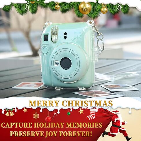 حافظة CAIYOULE Instax Mini 12 شفافة، حافظة واقية لكاميرا Fuji Instax Mini 12 الفورية، غطاء Polaroid Mini 12 PC مع شريطين وملصقات - شفاف in Kuwait