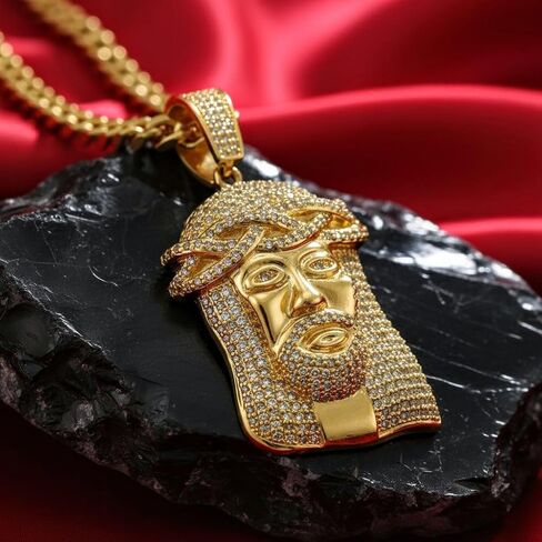 LIFETIME JEWELRY Face of Christ Pendant Necklace for Women & Men 24k Gold Plated in Saudi Arabia