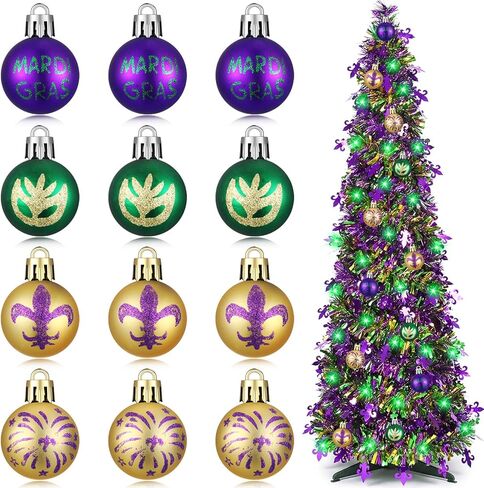 Vicenpal 25 Pcs St Patrick's Decorations 5ft Lighted St Patrick's Day Tree with Timer 30 LED Green Lights 22 Balls Ornaments 1 Bow Battery Operated Tinsel Collapsible Tree for Home Porch Office Party in Saudi Arabia