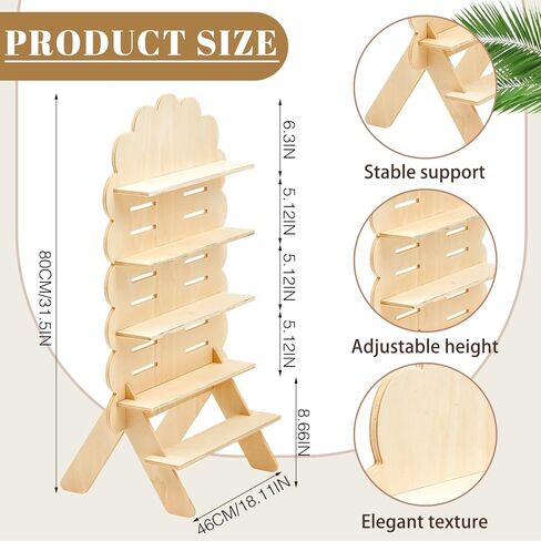 Blulu 5-Tier Wooden Display Shelf for Vendors 31.5 x 16 Inch Tall Removable Retail Display Riser Stand with Adjustable Height for Candles Decorative Items(Arch,Natural Color) in Saudi Arabia