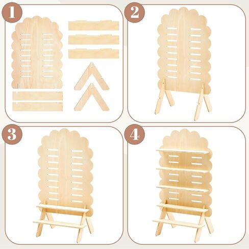 Blulu 5-Tier Wooden Display Shelf for Vendors 31.5 x 16 Inch Tall Removable Retail Display Riser Stand with Adjustable Height for Candles Decorative Items(Arch,Natural Color) in Saudi Arabia