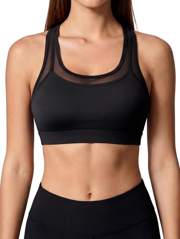 OQQ Sports Bra for Women Medium Impact Mesh Workout Yoga Crop Top Cross Back Going Out Shirts 2026 in Saudi Arabia