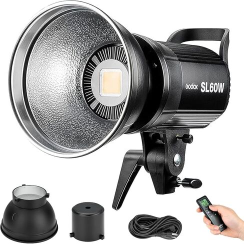 مصباح فيديو Godox SL60IID 70W LED، 18600Lux@1M 5600K COB LED ضوء مستمر، تطبيق بلوتوث و2.4G جهاز تحكم عن بعد لاسلكي 8 تأثيرات Fx مدمجة، TLCI/CRI 97+/96+Bowens Mount Studio Light in Kuwait