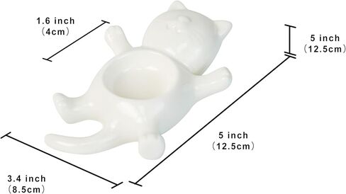 طبق مجوهرات YOBRO Sleeping Cat، صينية حامل حلقات سيراميك مع بطن مجوف للخواتم والأقراط والأساور والقلائد - منظم مكتب لطيف (أسود) in Saudi Arabia