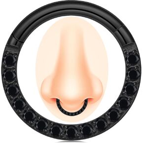 Showself 14/16/18 Gauge 6-10MM Surgical Steel Septum Clicker Rings Hinged Daith Piercing Jewelry Cubic Zirconia Small Hoops, Clear Black Pink Red Green Colorful Blue Purple in Kuwait