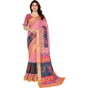 MOHIT CREATIONS ملابس الحفلات النسائية ساري جورجيت مطبوع عليه زهور || ساري هندي تقليدي مع قطعة بلوزة غير مخيطة in Kuwait