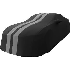 2005-2025 Mustang Indoor Car Cover - High End Custom Fit - Sport Series Dust Proof Stripes for Ford Mustang V6/Ecoboost/GT/Bullitt/Shelby GT350 (Black/Red) in Saudi Arabia