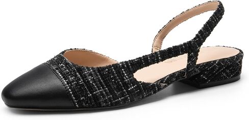 DREAM PAIRS المرأة Slingback الشقق ساحة تو الباليه متأنق الشقق كعب منخفض اللباس أحذية للعمل عارضة العمل مكتب حفل زفاف in Saudi Arabia