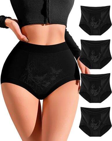 ASIMOON High Waisted Underwear for Women Tagless Soft Full Coverage Briefs No Show Moisture Wicking Panties Boyshorts 4Packs in Saudi Arabia