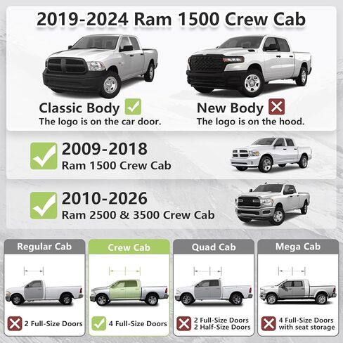 Sanooer 6-Inch Running Boards Compatible with 2009-2018 Dodge Ram 1500 Crew Cab (Including 2019-2024 Classic) 10-26 Ram 2500 3500, Carbon Steel Two Stairs Design Side Steps Nerf Bars (Silver Steps) in Saudi Arabia