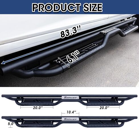 Sanooer 6-Inch Running Boards Compatible with 2009-2018 Dodge Ram 1500 Crew Cab (Including 2019-2024 Classic) 10-26 Ram 2500 3500, Carbon Steel Two Stairs Design Side Steps Nerf Bars (Silver Steps) in Saudi Arabia