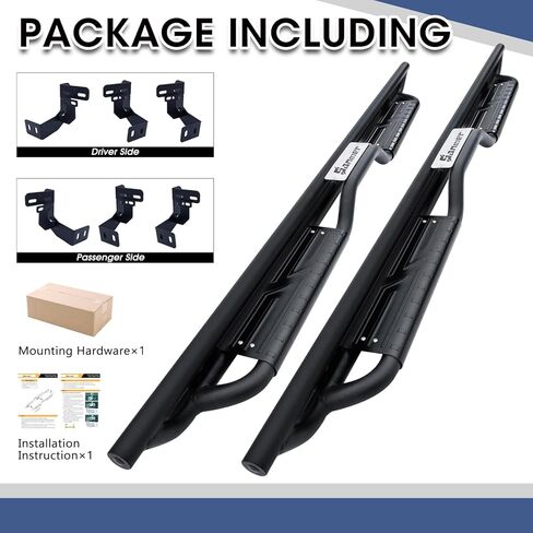 Sanooer 6-Inch Running Boards Compatible with 2009-2018 Dodge Ram 1500 Crew Cab (Including 2019-2024 Classic) 10-26 Ram 2500 3500, Carbon Steel Two Stairs Design Side Steps Nerf Bars (Silver Steps) in Saudi Arabia
