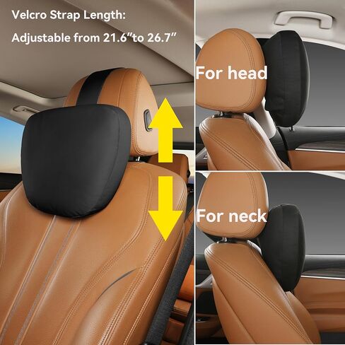 2Ps car headrest Pillow, car Neck Pillow for Driving, 11.8x7.5 inches Head Rest Pillow for car,Fits Most car Models, Suede Fabric with Polyester Fiber Filling(Black) in Kuwait