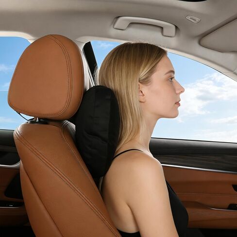 2Ps car headrest Pillow, car Neck Pillow for Driving, 11.8x7.5 inches Head Rest Pillow for car,Fits Most car Models, Suede Fabric with Polyester Fiber Filling(Black) in Kuwait