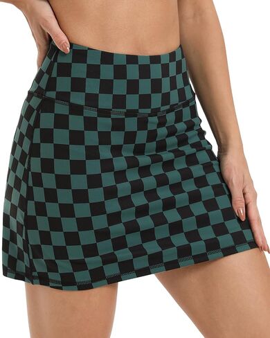 ZLLW 15" A-Line Checkered Skorts for Women with 2 Pockets, High Waisted Pickleball Golf Skorts Casual Athletic Tennis Skirt in Saudi Arabia