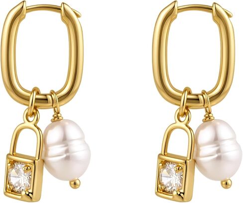 Cowlyn Pearl Earrings Handpicked AAA+ Quality Freshwater Cultured Leverback Drop Dangle Stud Earrings Jewelry Gift in Kuwait