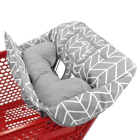 Soft Pillow Attached 2-in-1 Shopping Cart and High Chair Cover for Baby, Cotton Padded Cart Cover, Fold'n Roll Style, Portable with Carry Bag (Blue) in Saudi Arabia