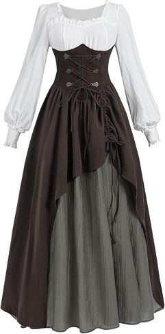 FCCAM Victorian Dress for Women 1800s Edwardian Dress Ball Gown with Pockets Renaissance Costume in Saudi Arabia