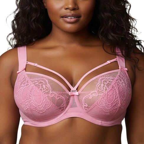 منحنيات زائد الحجم الدانتيل Underwire الصدرية التغطية الكاملة داعمة حمالات الصدر الراحة غير مبطن in Kuwait