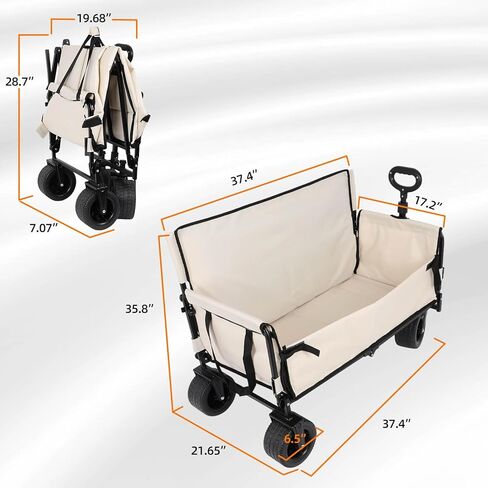 Collapsible Folding Wagon, 440LBS Heavy Duty Utility Carts,Reclining Camper,Expandable Storage，Padded and Wheeled, All Terrain Wheels, Great for Camping, Outdoors, Shopping, Portable,150L Large Wagon in Saudi Arabia