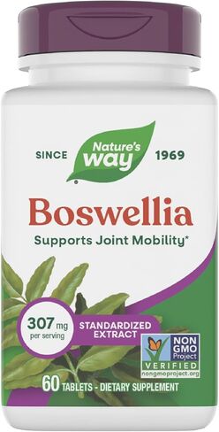 Nature's Way Boswellia Premium Extract, Supports Joint Mobility*, 307 mg Boswellia serrata Extract per Serving, Frankincense Supplement, Gluten Free & Vegan - 60 Tablets (Packaging May Vary) - 2 Pack in Saudi Arabia