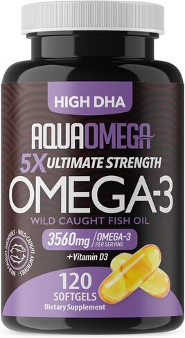 5x القوة النهائية أوميغا 3 مكملات من زيت السمك مع EPA و DHA OMEGA-3 الأحماض الدهنية وفيتامين D ، وزيت السمك البورليس أوميغا 3 مع مكملات DHA عالية ، ملحق أوميغا 3 غير المتوحش ، 120 ناعمة in Saudi Arabia