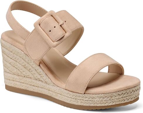 TEMOFON Women's Wedge Platform Sandals: Espadrilles Comfortable Dressy Open Toe Elastic Ankle Strap Summer Wedges Heels Shoes in Saudi Arabia