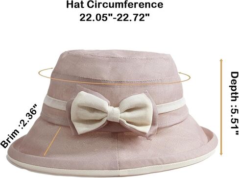 Women's Foldable Linen Bucket Hat with Bowknot Derby Church Wide Brim Cloche Sun Hat in Saudi Arabia