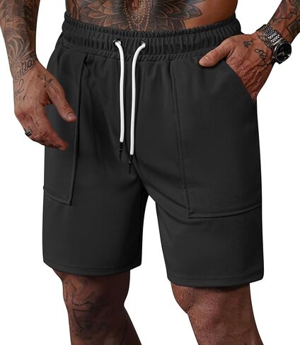 شورت العرق للرجال الصالة الرياضية غير الرسمية الخصر 6 '' inseam الرياضي الجري مع جيوب (S-3XL) in Saudi Arabia
