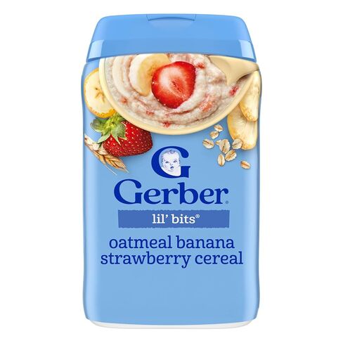 Gerber Baby Cereal Lil Bits, Crawler, Grain & Grow, Oatmeal Banana Strawberry, 8 Ounce in Saudi Arabia