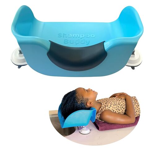 Shampoo Buddy Portable Hair Wash Basin for Children, Toddlers, Kids, Teens | Portable Shampoo Bowl for use on Bathtub or Sink | Tear-Free Rinser (Blue) in Kuwait