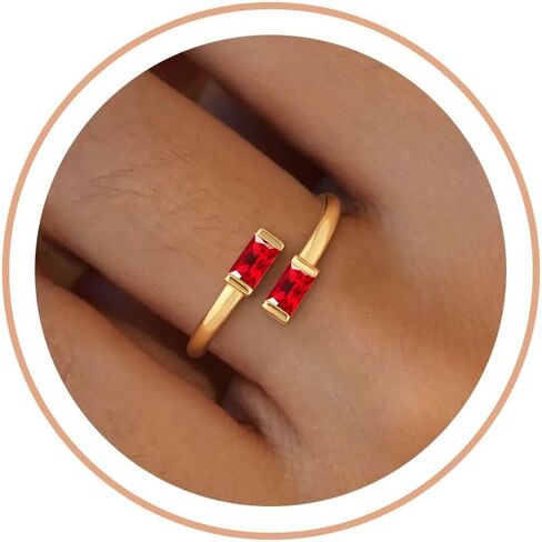 حلقات Honsny Gold Birthstone للنساء غير المشوهة الذهب 14K مطلي بالذهب المحبب حلقة الزجرية مكعبات الزركونيا الأحجار الكريمة خاتم لمشاركة هدايا مجوهرات مقاومة للماء لعيد الميلاد in Saudi Arabia