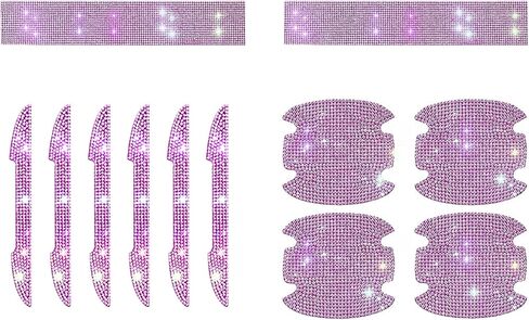 12 pcs Bling Diamond Car Door Handle Stickers, Bling Car Accessories for Women, Universal Rhinestone Crystal Glitter Door Handle Protector Stickers and Decals (12 PCS Pink) in Saudi Arabia