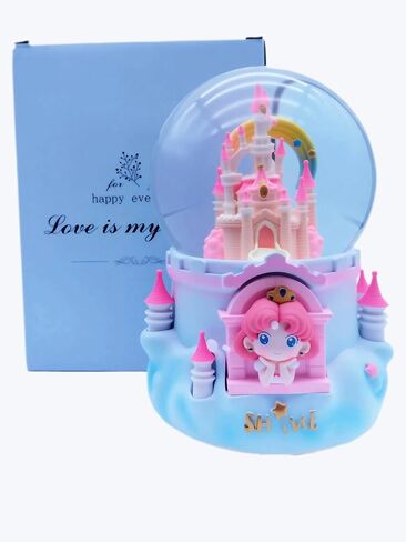 Pink Musical Snow Globe with LED Lights and Music Box – Features 100mm Size, Color Changing, Automatic Snowfall & Multiple Melodies | Snow Globes, Birthday Gift for Home Desk Decor in Kuwait