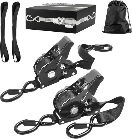 حزام Ratchet Retractable ثقيل 2 حزمة 10 قدم 1800 رطل قوة كسر الربط أسفل مع قفل السلامة S وربط حلقة ناعمة لأسفل. in Saudi Arabia