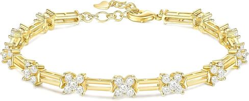 سوار Tigrade 14K Gold مطلي بالنساء للنساء Zirconia Zirconia قابلة للتعديل أساور لسلسلة الرابط لعاشق أصدقاء أمي حجم 6.5-7.5 بوصة in Saudi Arabia