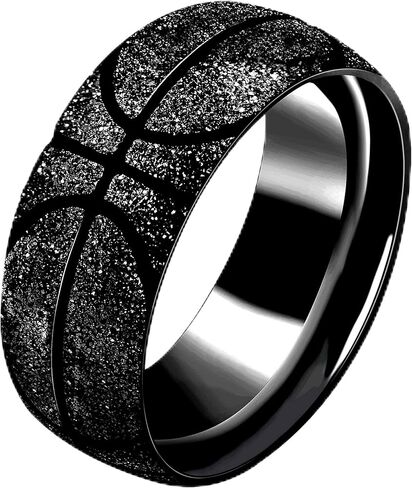 Uloveido Mens 8mm Stainless Steel Basketball Ring Comfort Fit Band Creative Sport Souvenir Gifts for Him in Saudi Arabia