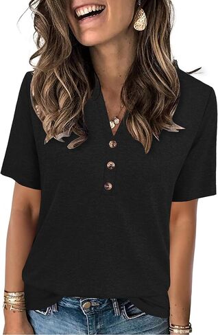 Womens Summer Tops Short Sleeve Shirts Business Casual Outfits Trendy Fashion Beach Vacation Clothes 2025 in Saudi Arabia
