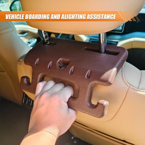 Car Headrest Grab Handle with Hook, Heavy Duty Car Rear Seat Passenger Assist Grip, Universal Automotive Interior Safety Handle Accessories for SUV, Truck, Pickup (Black) in Kuwait