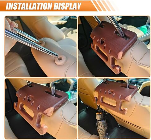 Car Headrest Grab Handle with Hook, Heavy Duty Car Rear Seat Passenger Assist Grip, Universal Automotive Interior Safety Handle Accessories for SUV, Truck, Pickup (Black) in Kuwait
