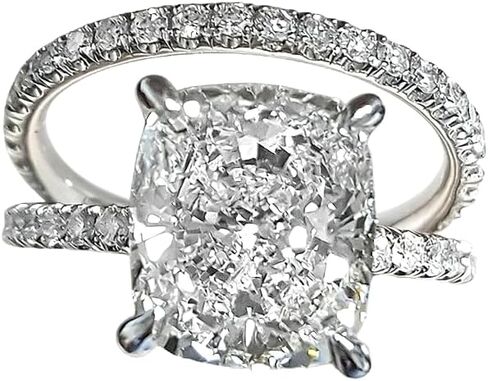 925 Sterling Silver Shiny Full 2PCS Women Zircon Rings مجموعة مربع قطع مكعب Zirconia خواتم الزفاف الزفاف لحجمها 7 in Saudi Arabia