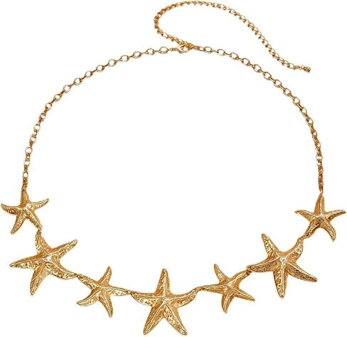 Starfish Waist Chain for Women Gold Sea Star Chain Belt Adjustable Starfish Belly Chain Body Chain Sexy Bikini Dress Outfit Summer Vacation Beach Jewelry in Saudi Arabia