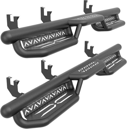 خطوات جانبية لألواح الجري متوافقة مع إصدار 2010-2024 Toyota 4Runner Trail Edition، 2014-2024 Toyota 4-Runner SR5 / TRD Pro (بدون تنانير جانبية)، تصميم درجين بخطوات جانبية Nerf Bar in Kuwait