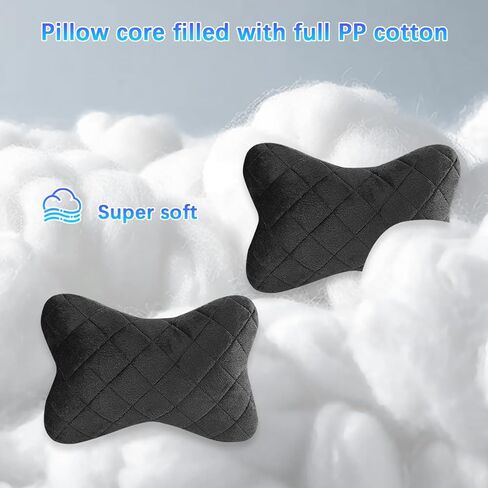 2PCS Bling Car Headrest Pillow, Crystal Rhinestone Vehicle Head Neck Rest Cushion for Driving Fatigue Relief, Soft Ergonomic Neck Support Headrest Pad, Universal Auto Accessories in Saudi Arabia