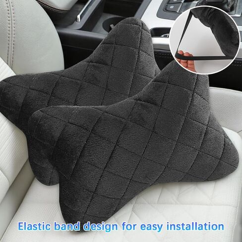 2PCS Bling Car Headrest Pillow, Crystal Rhinestone Vehicle Head Neck Rest Cushion for Driving Fatigue Relief, Soft Ergonomic Neck Support Headrest Pad, Universal Auto Accessories in Saudi Arabia