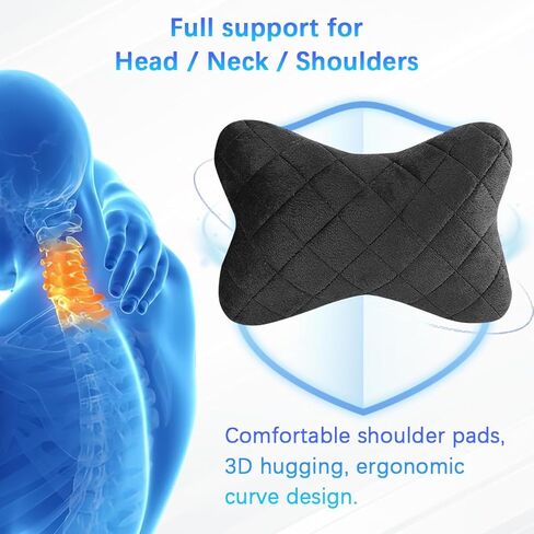 2PCS Bling Car Headrest Pillow, Crystal Rhinestone Vehicle Head Neck Rest Cushion for Driving Fatigue Relief, Soft Ergonomic Neck Support Headrest Pad, Universal Auto Accessories in Saudi Arabia