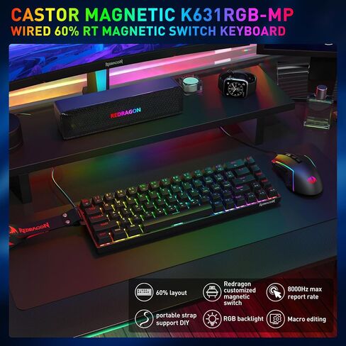 Redragon K631 PRO SE 65% 3-Mode Wireless RGB Gaming Keyboard، 68 مفتاحًا لوحة مفاتيح ميكانيكية مدمجة قابلة للتبديل السريع مع مقبس PCB مجاني للتبديل السريع ولوحة شفافة، مفتاح خطي هادئ مخصص in Kuwait