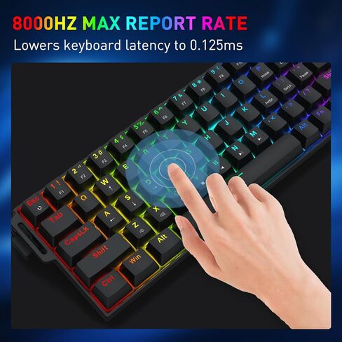 Redragon K631 PRO SE 65% 3-Mode Wireless RGB Gaming Keyboard، 68 مفتاحًا لوحة مفاتيح ميكانيكية مدمجة قابلة للتبديل السريع مع مقبس PCB مجاني للتبديل السريع ولوحة شفافة، مفتاح خطي هادئ مخصص in Kuwait